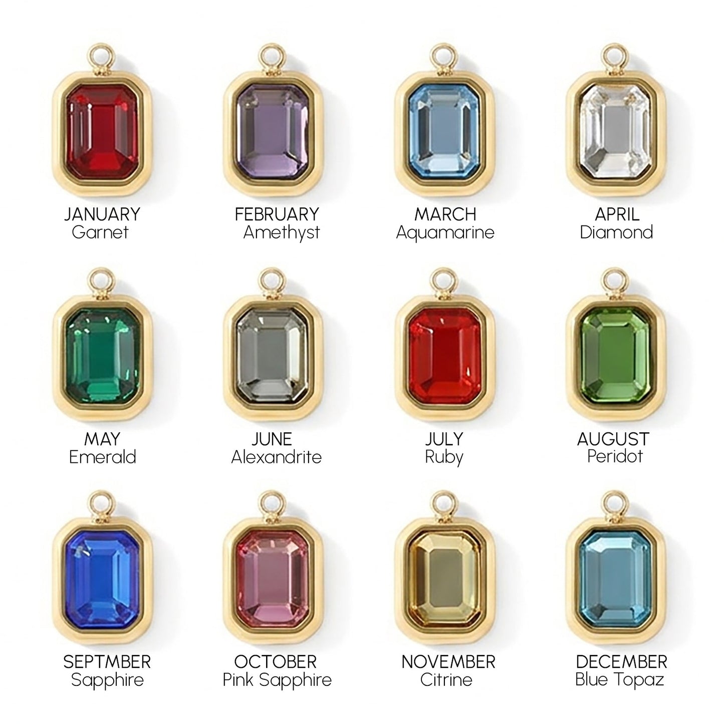 Charm con pietra di nascita a baguette