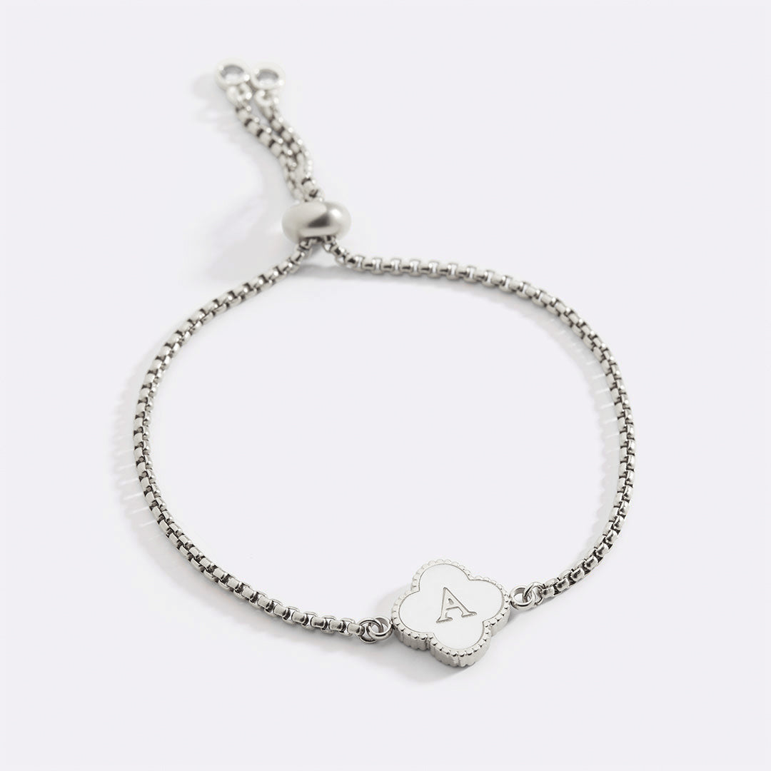 Bracciale con nome personalizzato a quadrifoglio