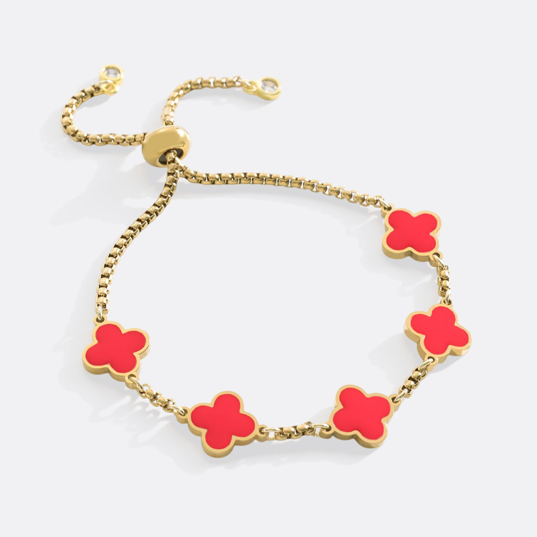 Bracciale smaltato a quadrifoglio