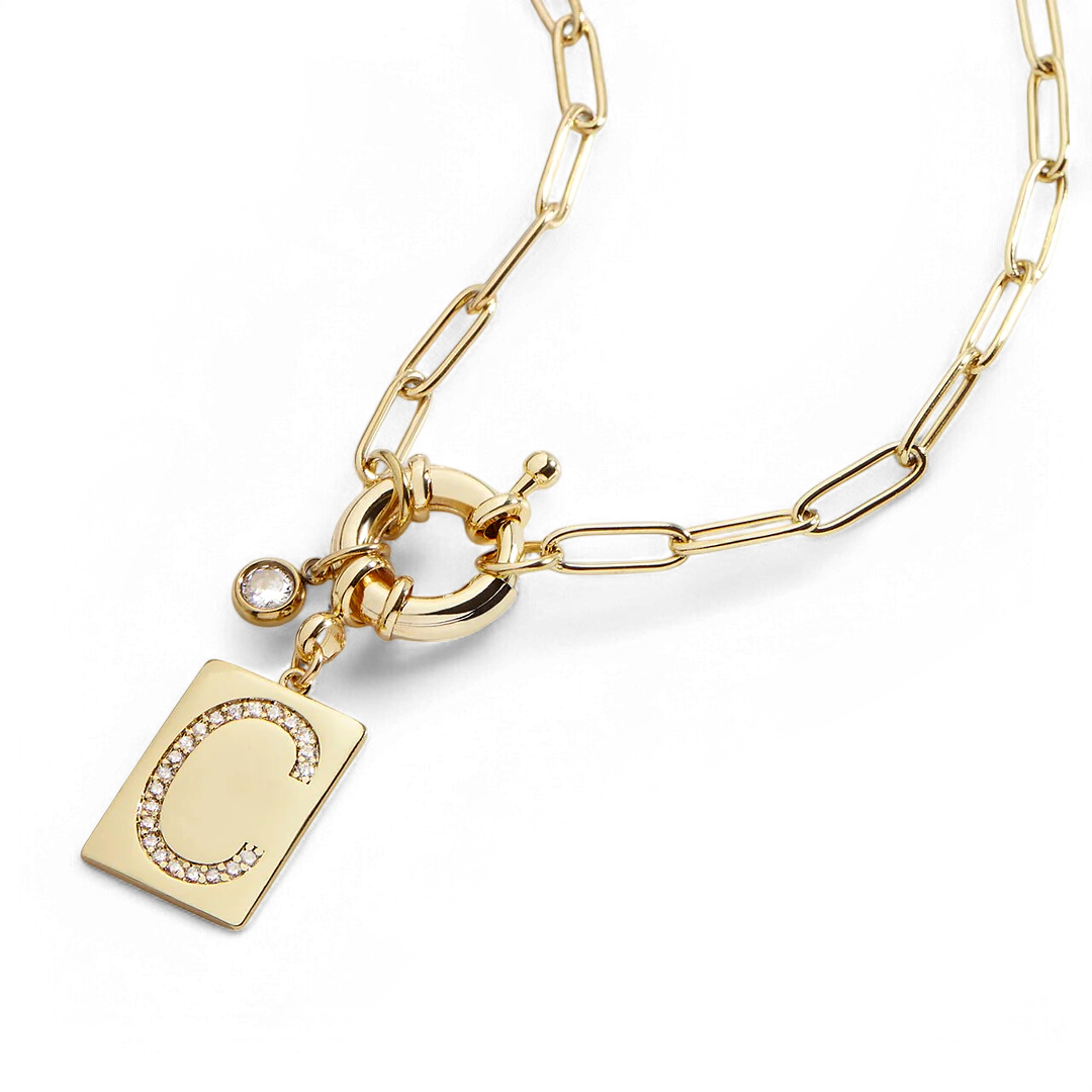 Collana con ciondolo iniziale e catena a graffetta