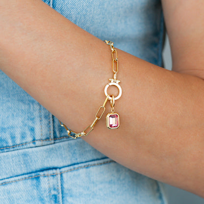 Charm con pietra di nascita a baguette