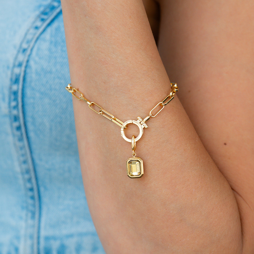 Charm con pietra di nascita a baguette