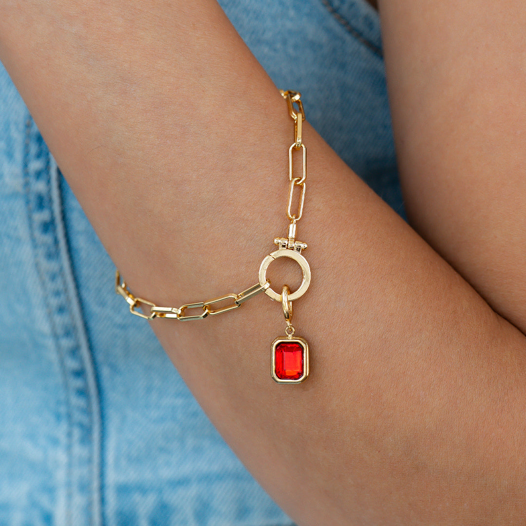 Charm con pietra di nascita a baguette