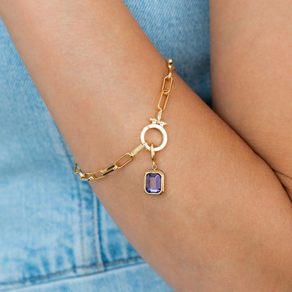 Charm con pietra di nascita a baguette
