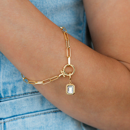Charm con pietra di nascita a baguette