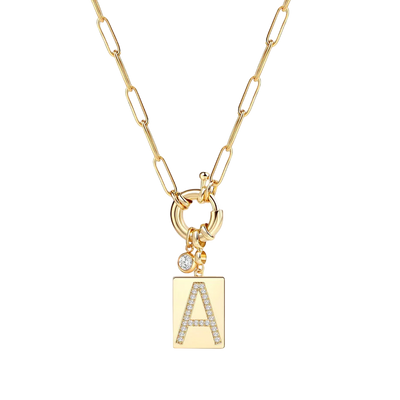 Collana con ciondolo iniziale e catena a graffetta