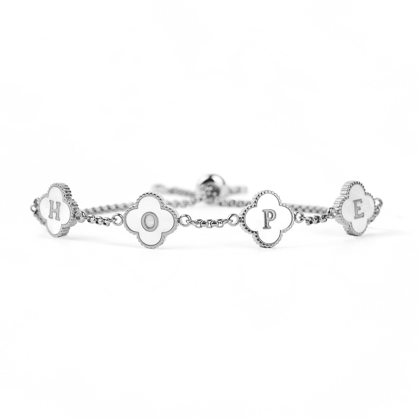 Bracciale con nome personalizzato a quadrifoglio