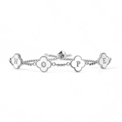 Bracciale con nome personalizzato a quadrifoglio
