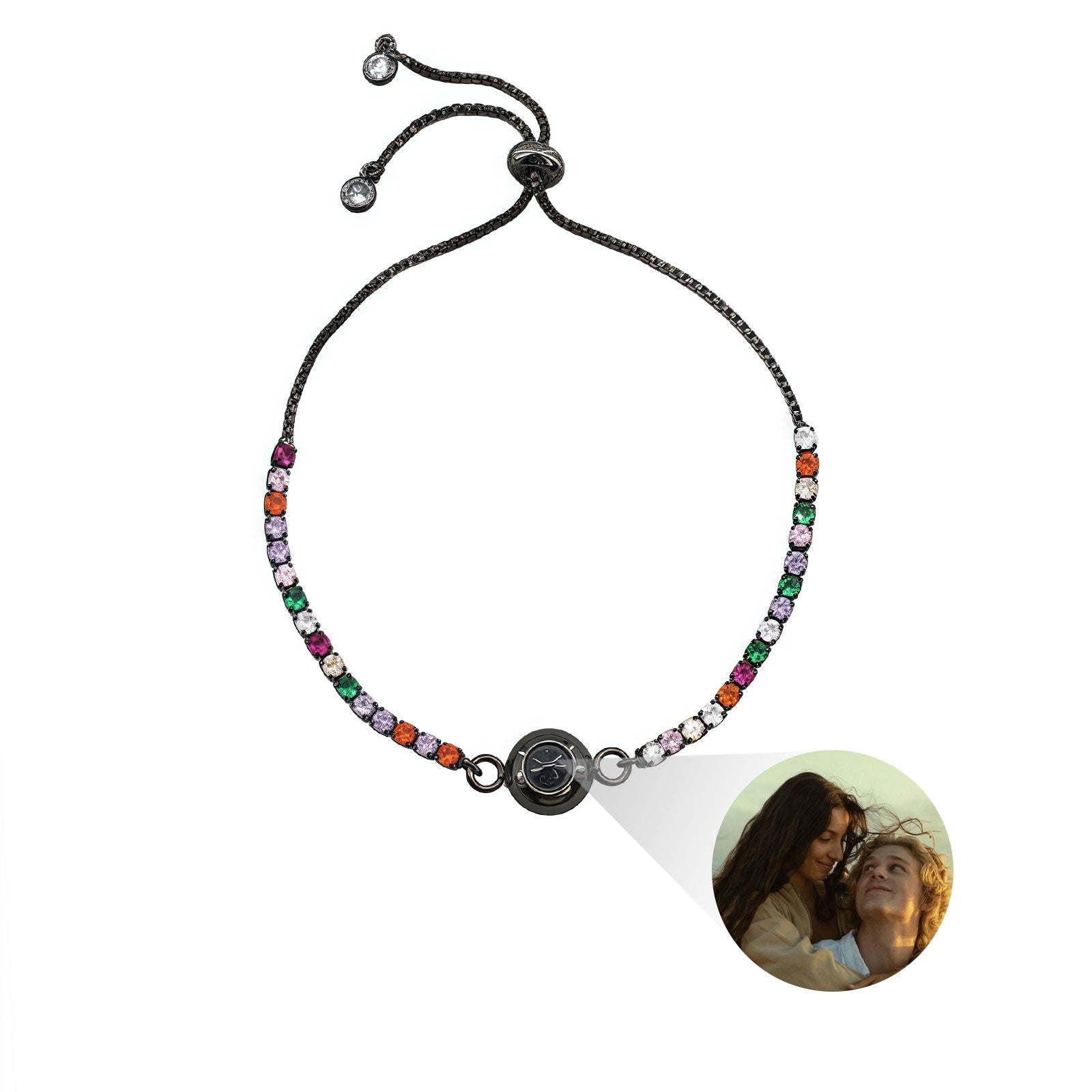 Bracciale con proiezione di zirconi colorati
