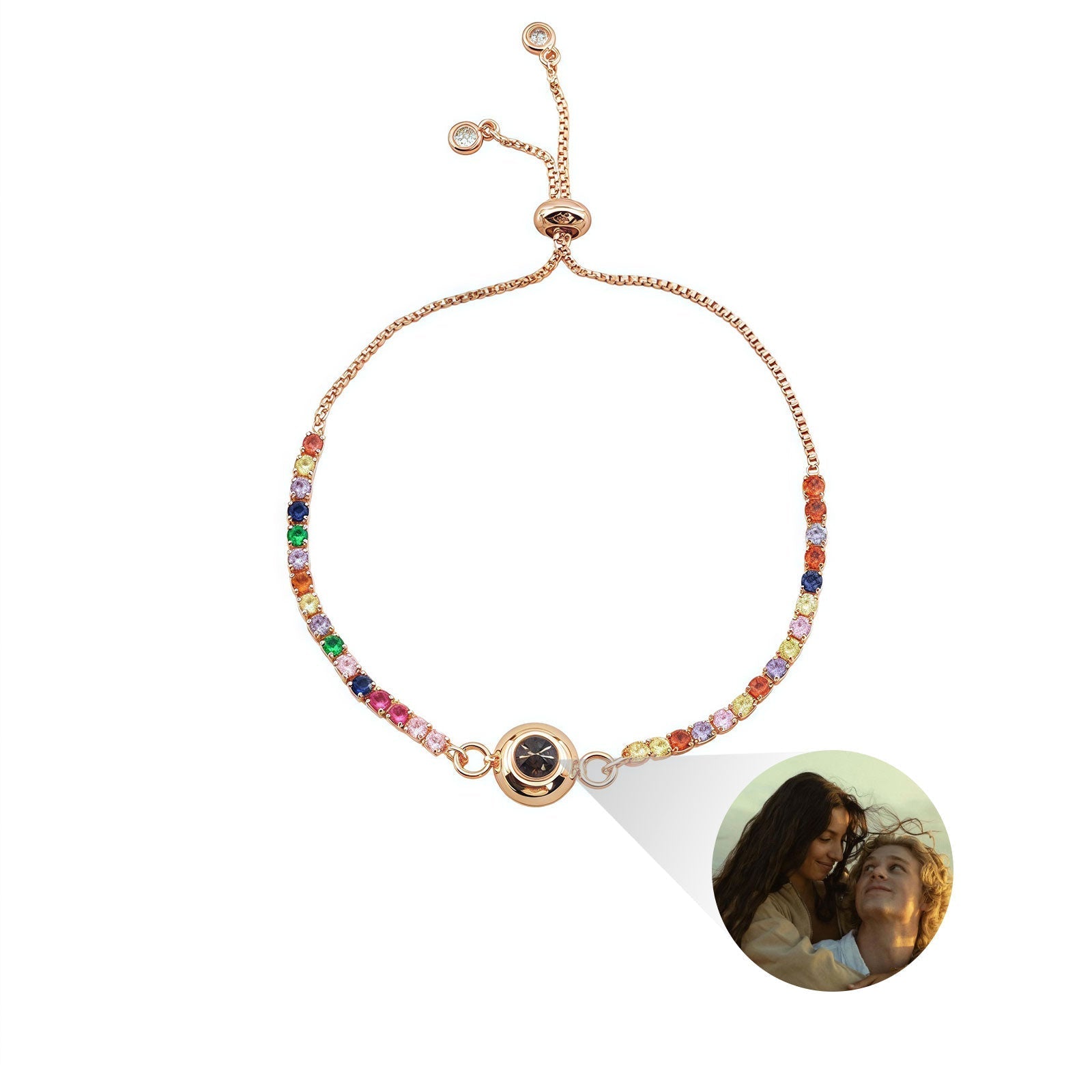 Bracciale con proiezione di zirconi colorati