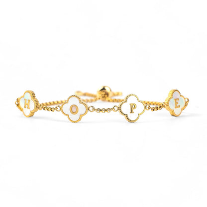 Bracciale con nome personalizzato a quadrifoglio