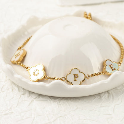 Bracciale con nome personalizzato a quadrifoglio