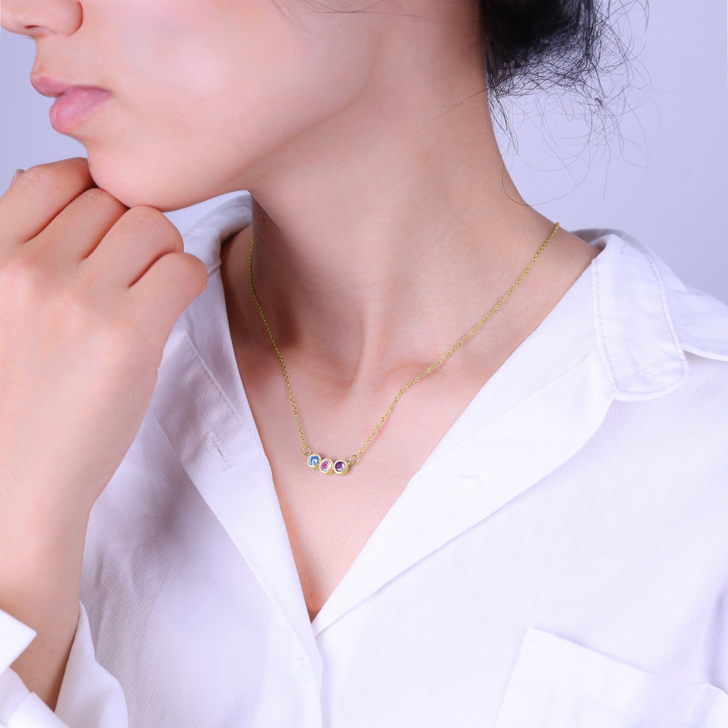 Collana Delicata con Pietre di Nascita della Famiglia