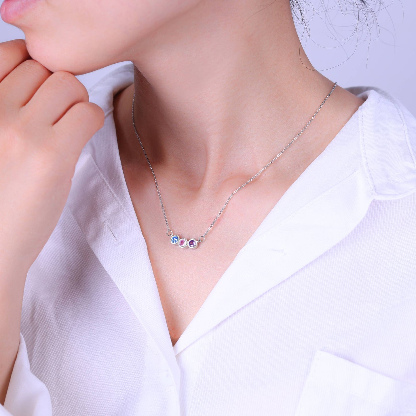 Collana Delicata con Pietre di Nascita della Famiglia