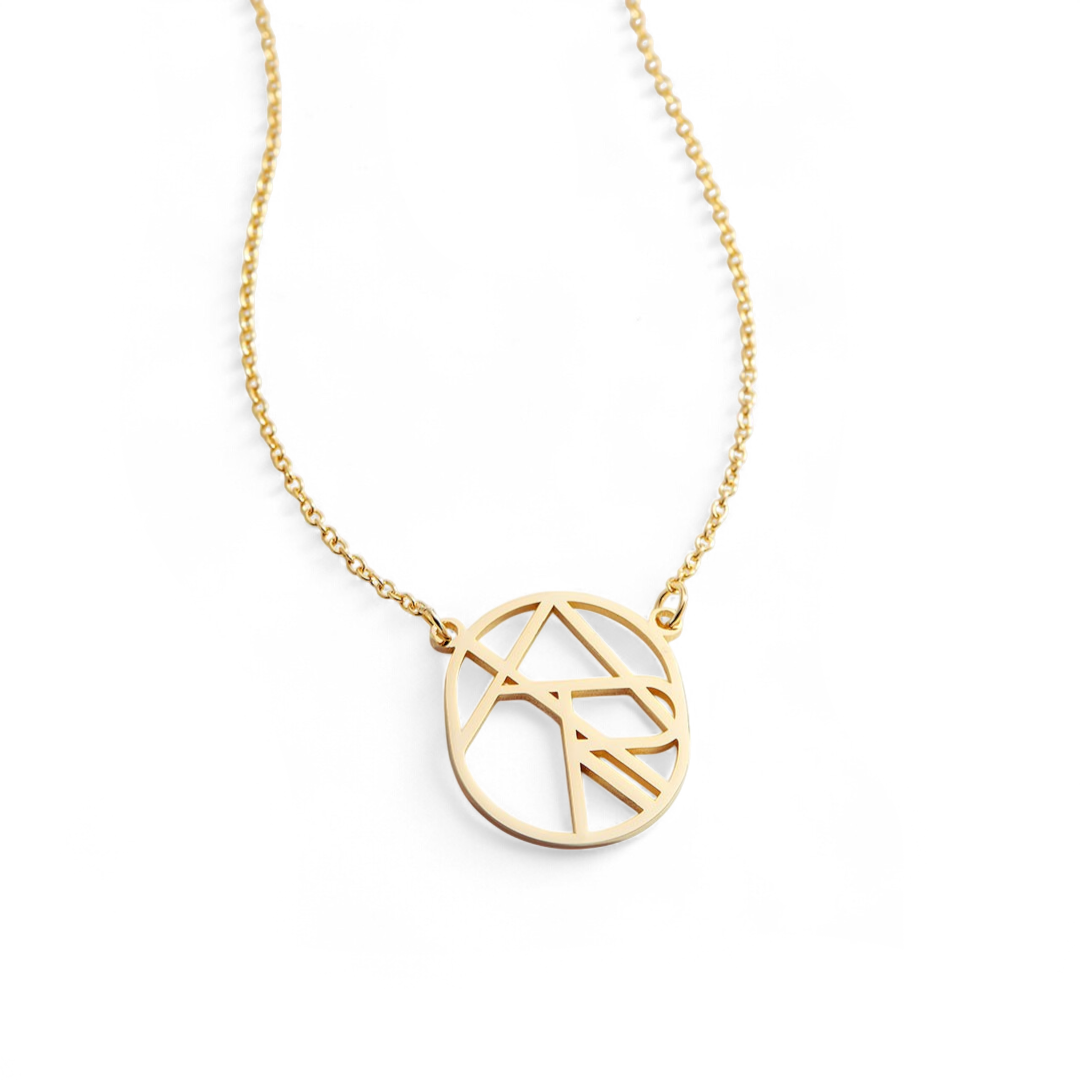 Collana con nome monogramma minimalista circolare