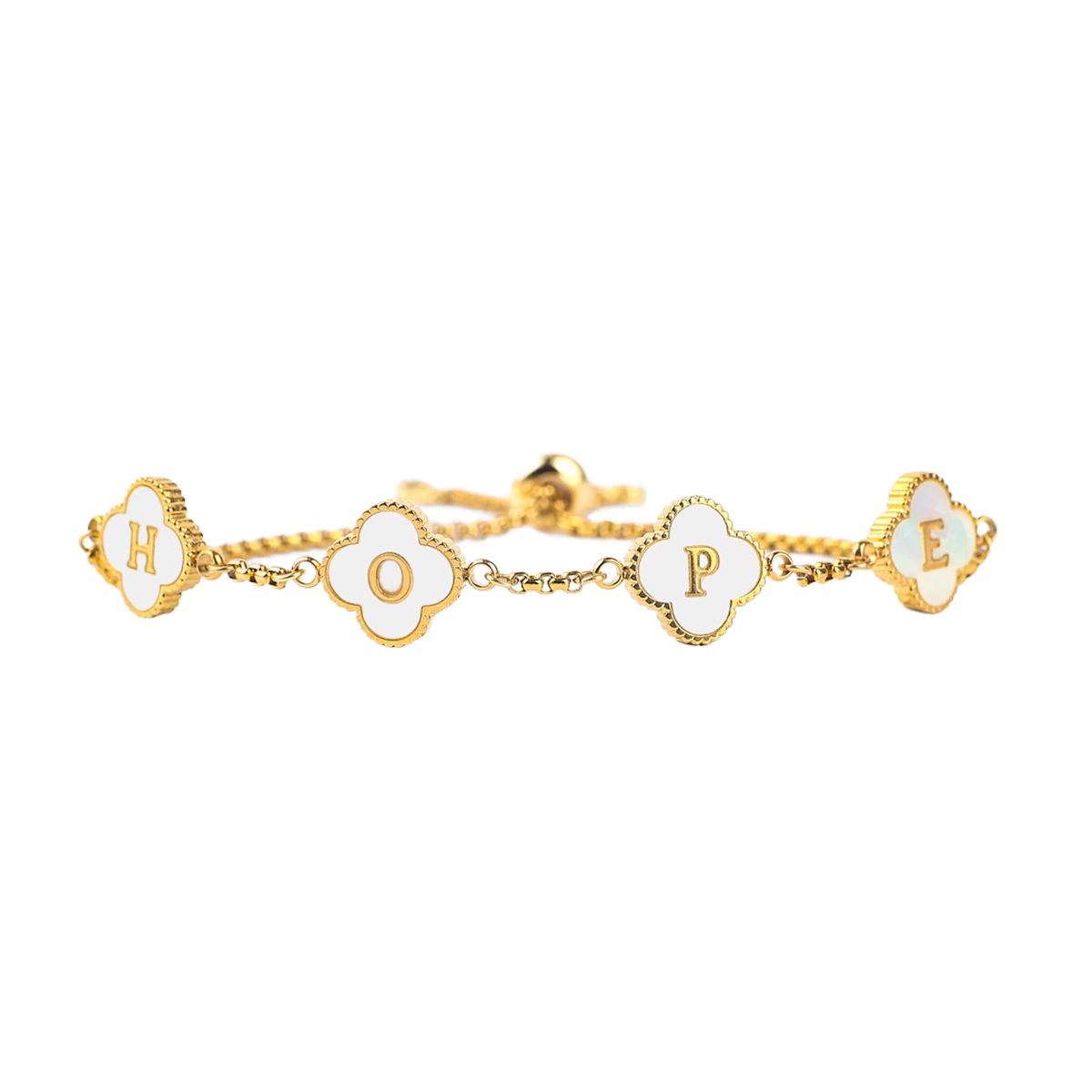 Bracciale con nome personalizzato a quadrifoglio