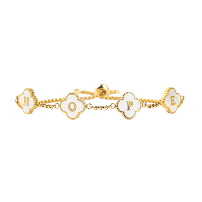 Bracciale con nome personalizzato a quadrifoglio