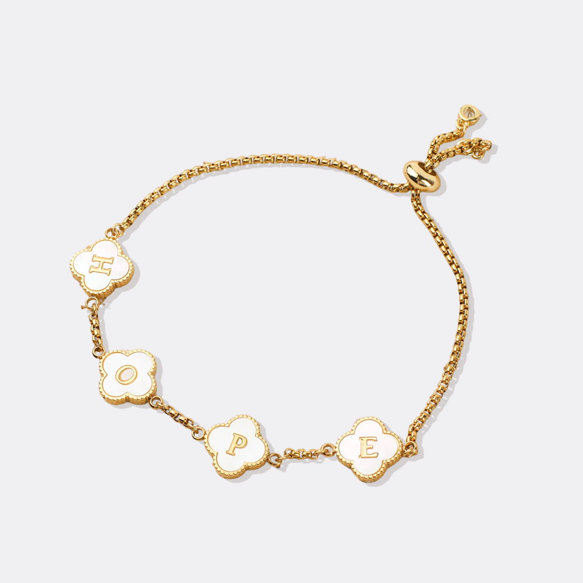 Bracciale con nome personalizzato a quadrifoglio