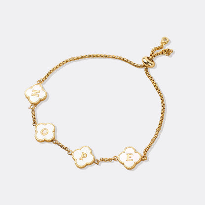 Bracciale con nome personalizzato a quadrifoglio