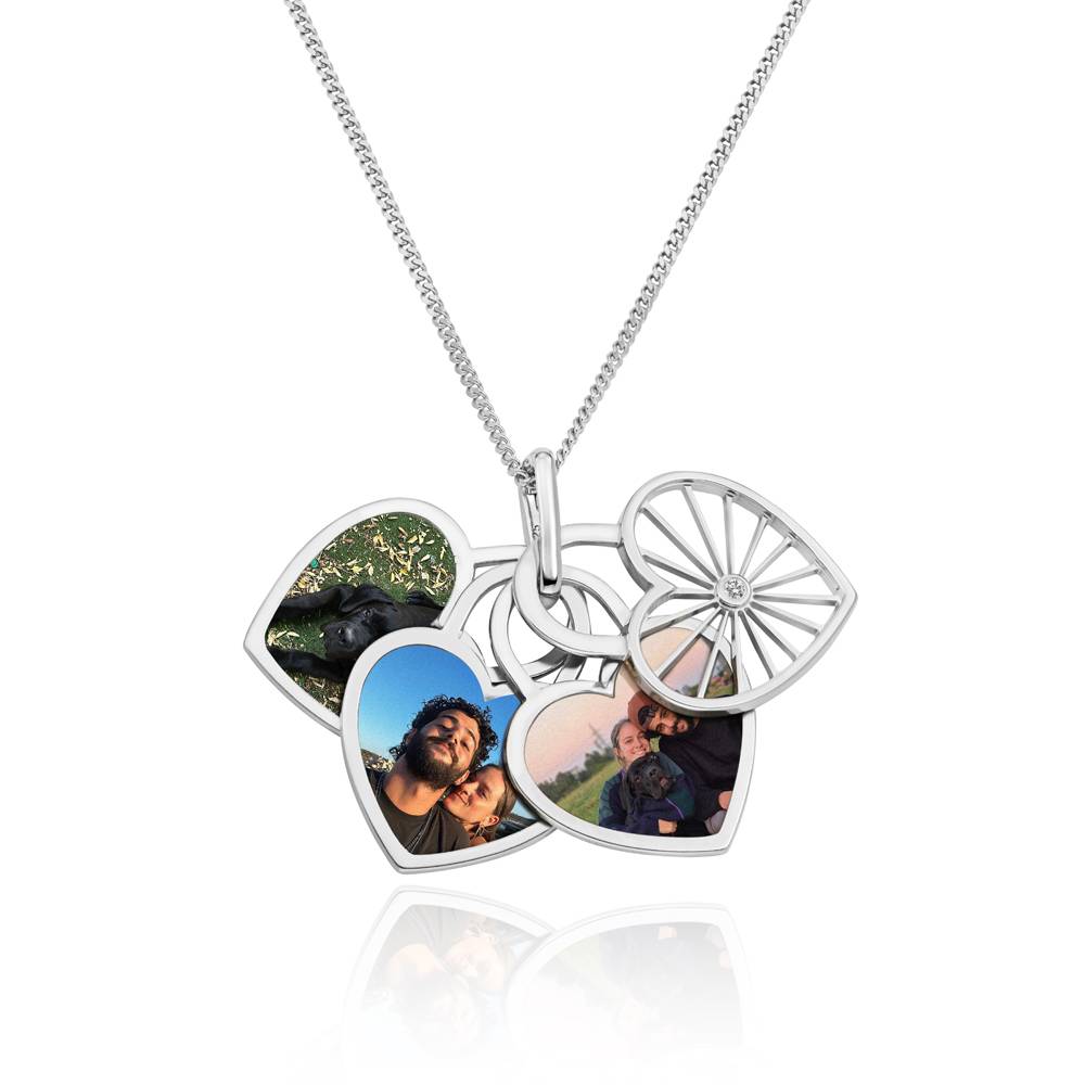 Amorette - Collana con ciondolo fotografico in argento sterling e diamanti