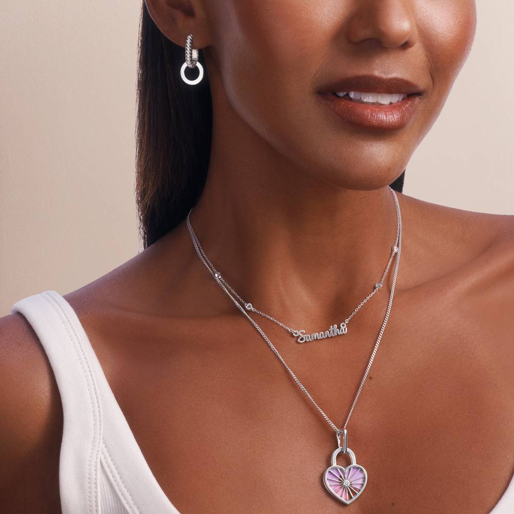 Amorette - Collana con ciondolo fotografico in argento sterling e diamanti