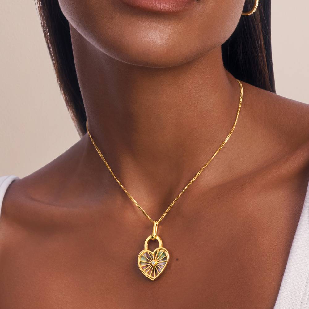 Amorette - Collana con ciondolo fotografico in argento sterling e diamanti
