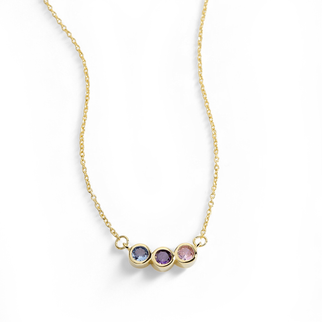 Collana Delicata con Pietre di Nascita della Famiglia