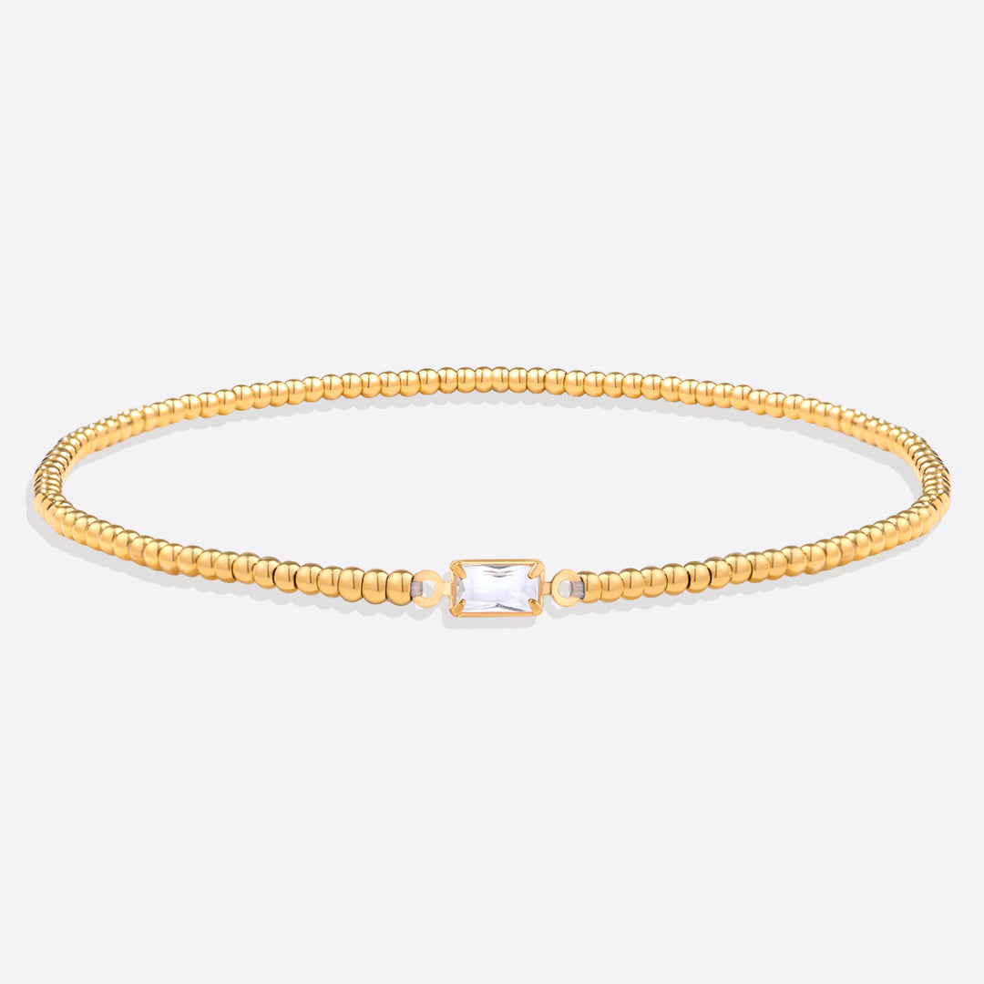 Bracciale con Pietra di Nascita e Perline Dorate