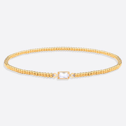 Bracciale con Pietra di Nascita e Perline Dorate