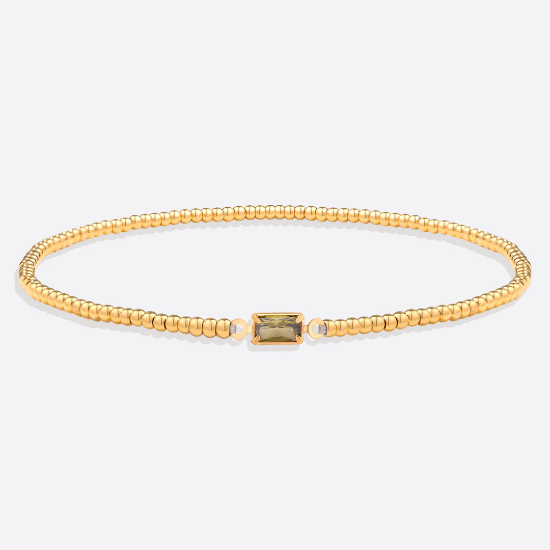 Bracciale con Pietra di Nascita e Perline Dorate