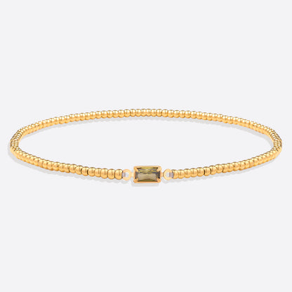Bracciale con Pietra di Nascita e Perline Dorate