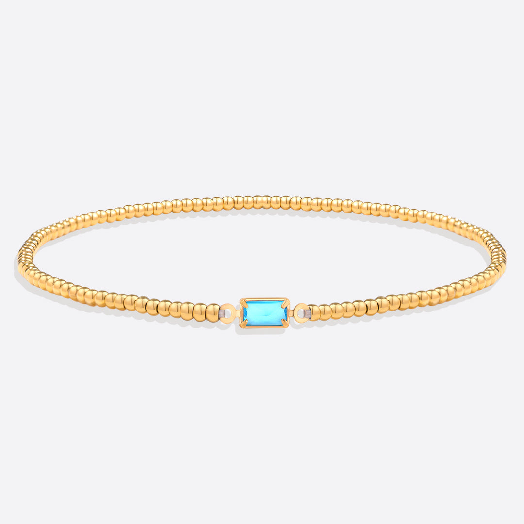 Bracciale con Pietra di Nascita e Perline Dorate