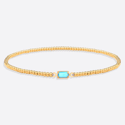 Bracciale con Pietra di Nascita e Perline Dorate