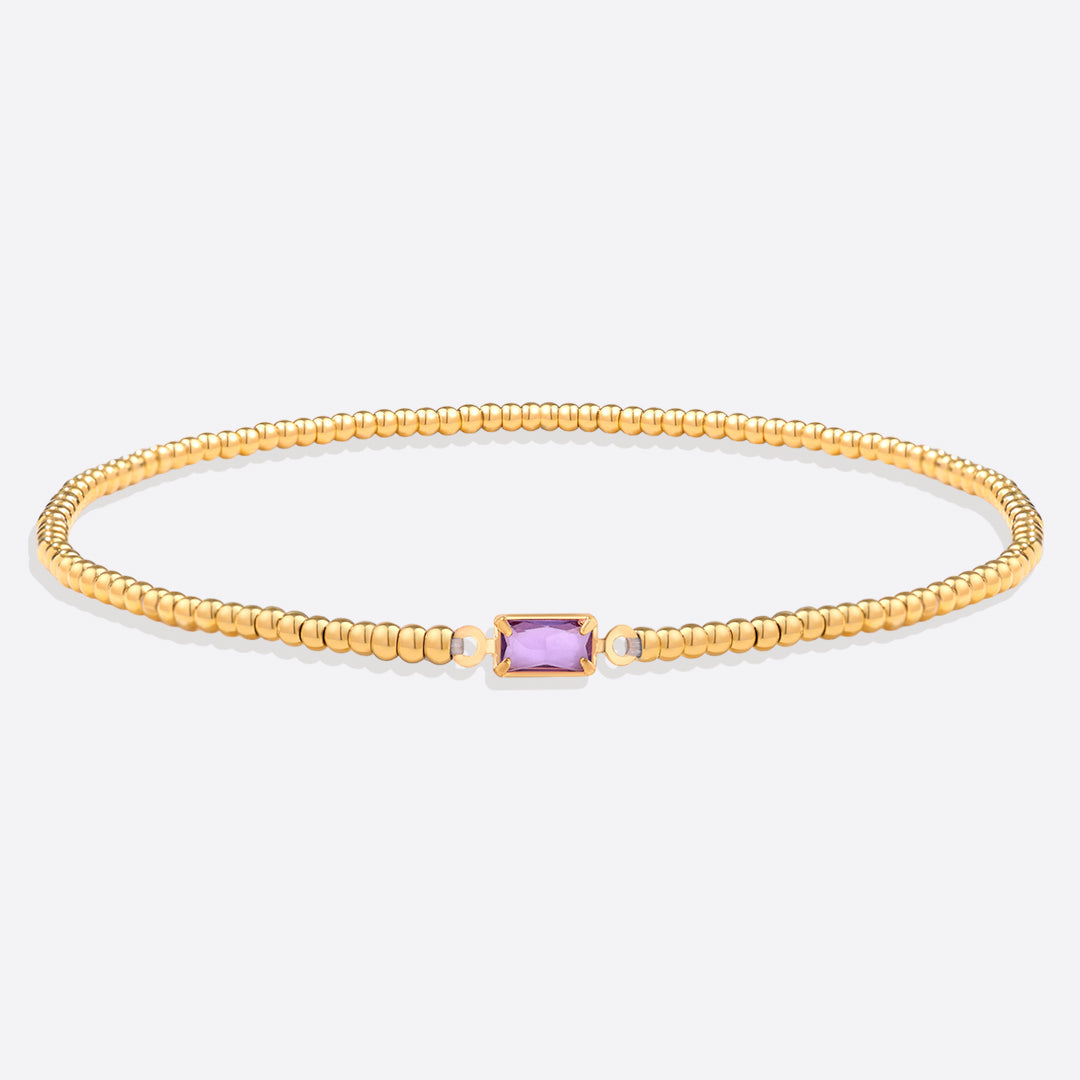 Bracciale con Pietra di Nascita e Perline Dorate