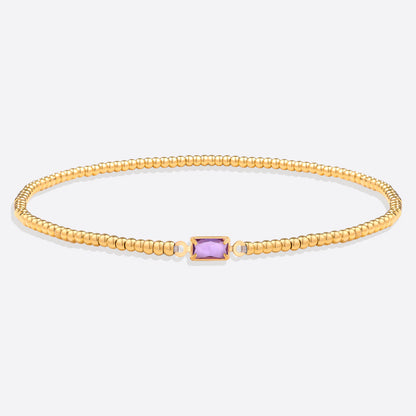 Bracciale con Pietra di Nascita e Perline Dorate
