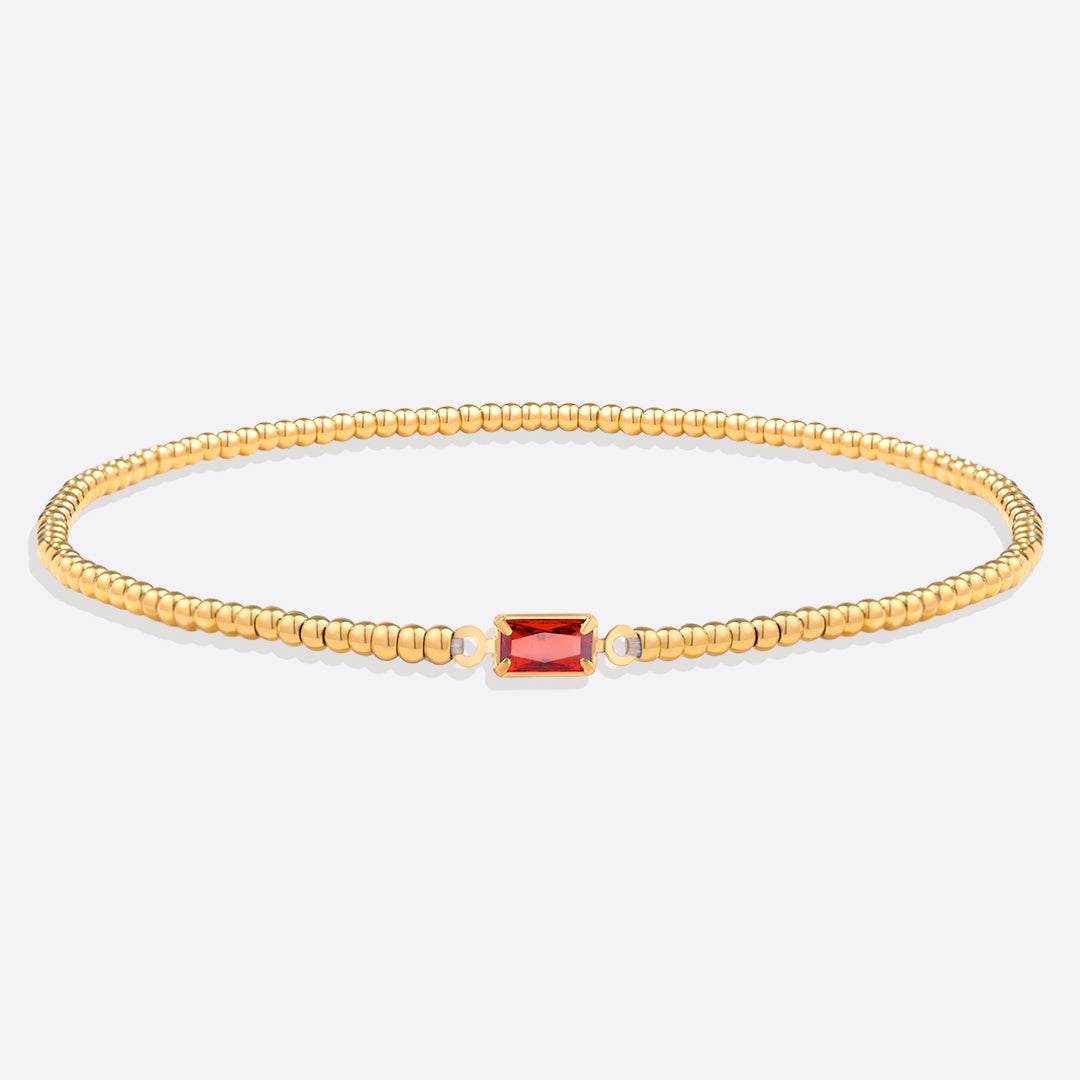 Bracciale con Pietra di Nascita e Perline Dorate