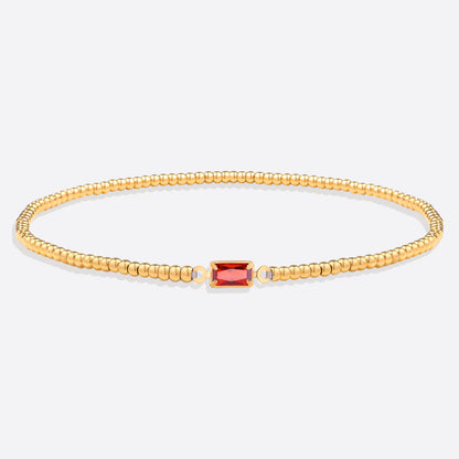 Bracciale con Pietra di Nascita e Perline Dorate