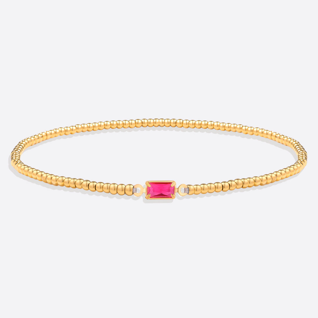Bracciale con Pietra di Nascita e Perline Dorate