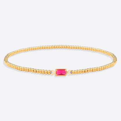 Bracciale con Pietra di Nascita e Perline Dorate