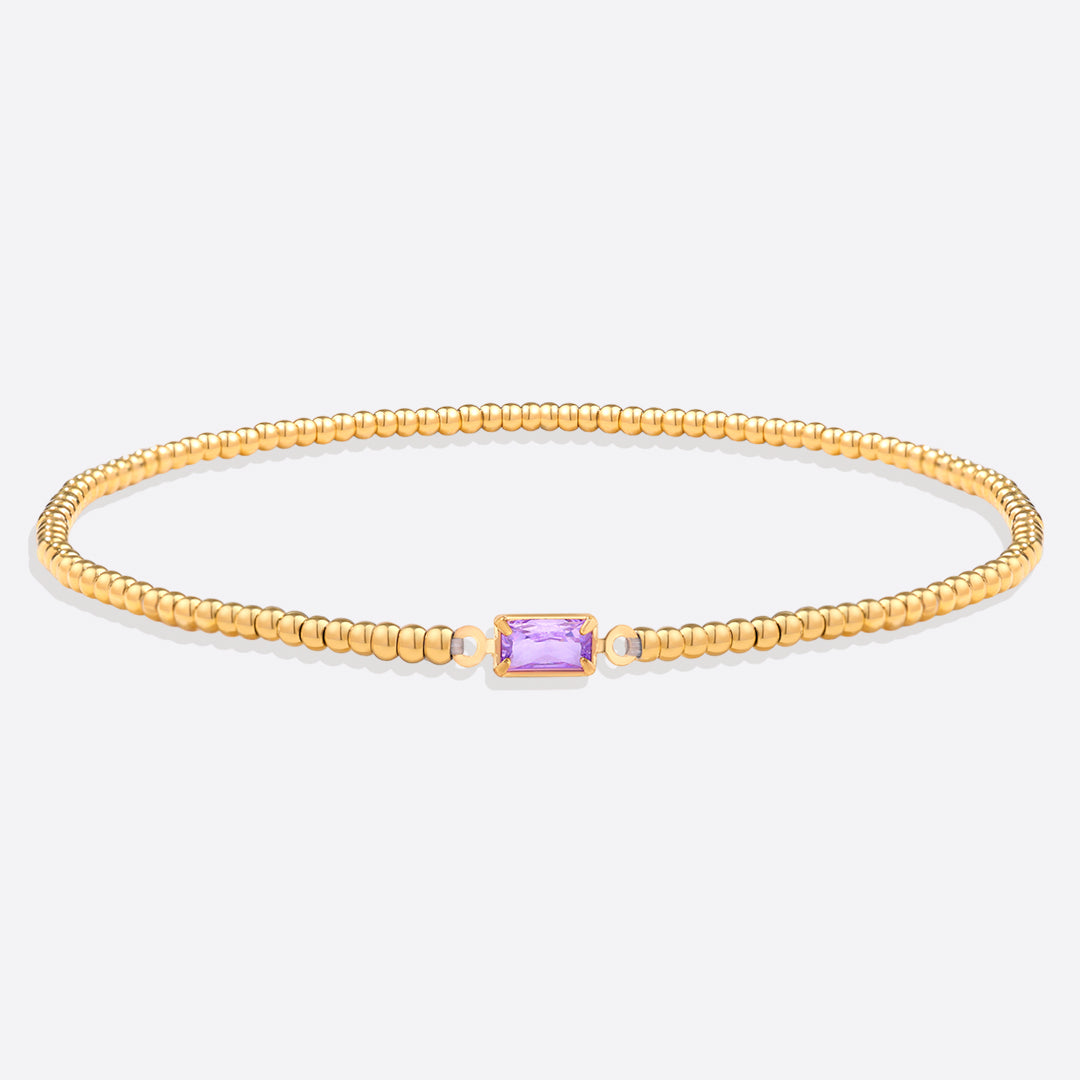 Bracciale con Pietra di Nascita e Perline Dorate