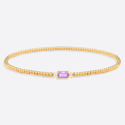 Bracciale con Pietra di Nascita e Perline Dorate