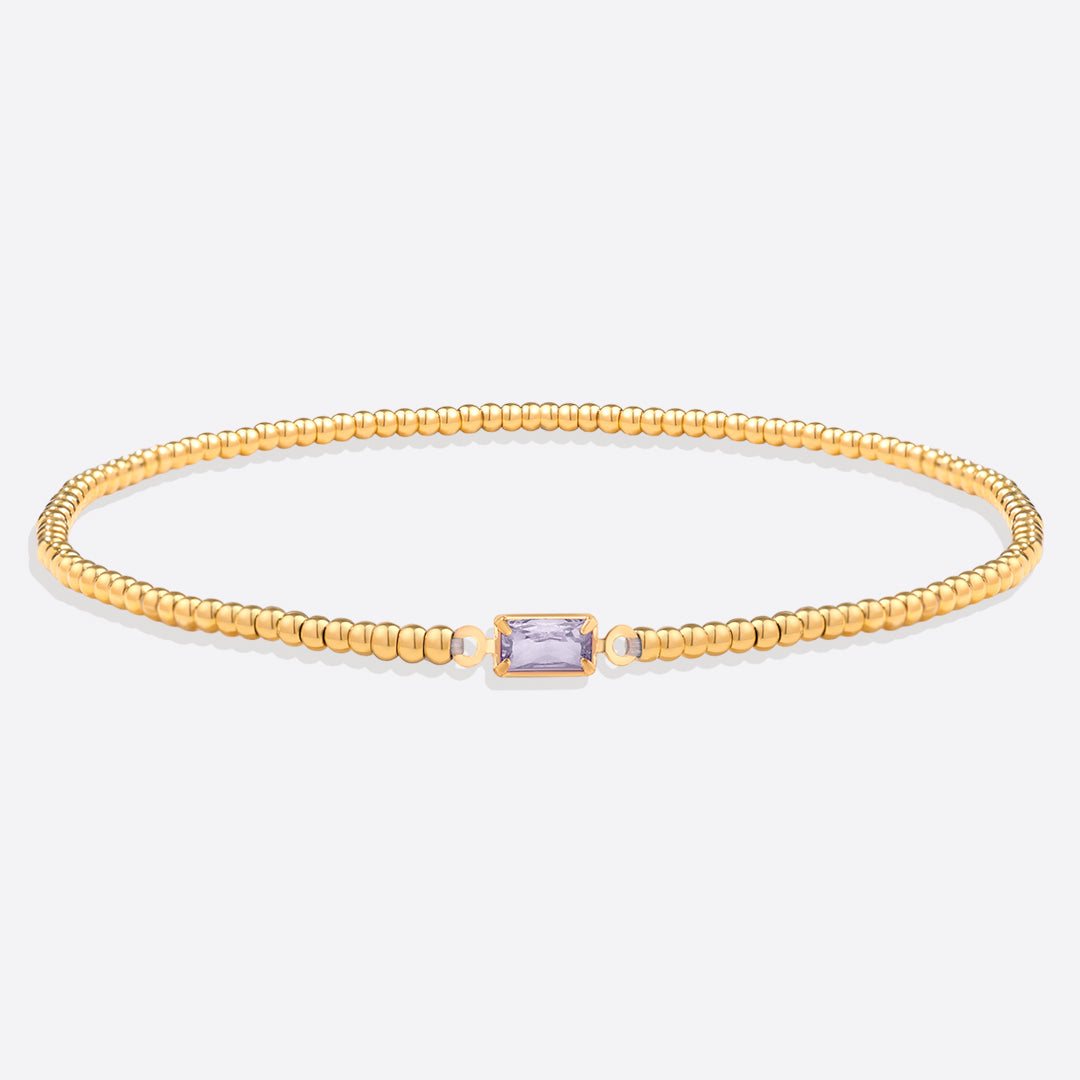 Bracciale con Pietra di Nascita e Perline Dorate