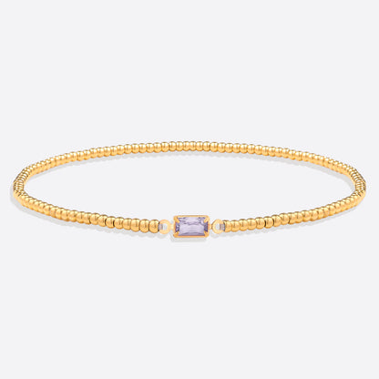 Bracciale con Pietra di Nascita e Perline Dorate