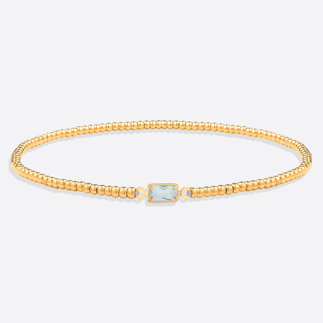 Bracciale con Pietra di Nascita e Perline Dorate