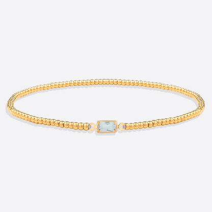 Bracciale con Pietra di Nascita e Perline Dorate