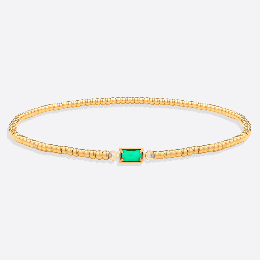 Bracciale con Pietra di Nascita e Perline Dorate