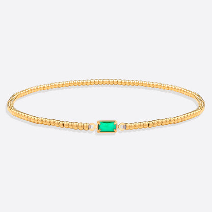 Bracciale con Pietra di Nascita e Perline Dorate