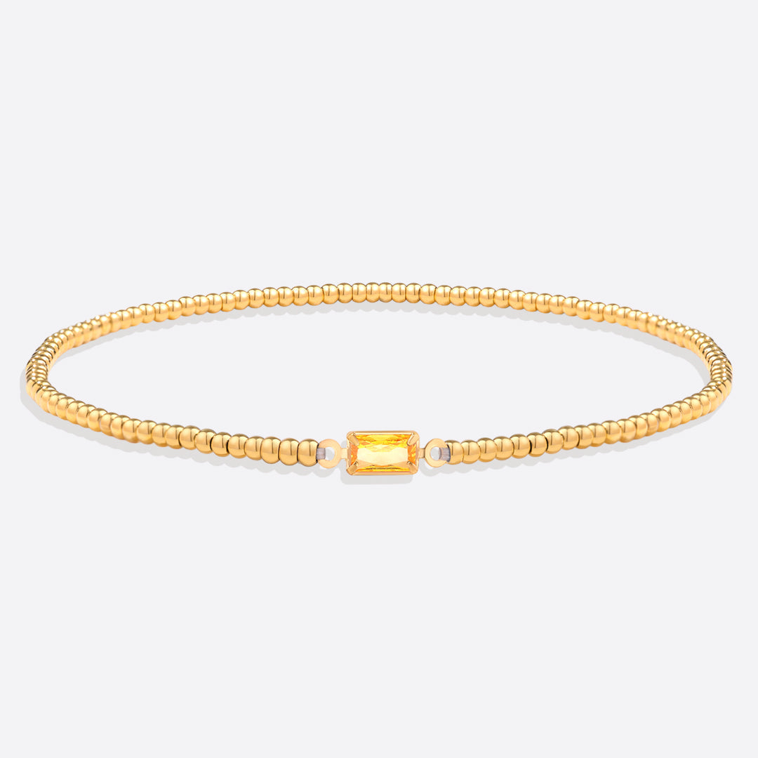 Bracciale con Pietra di Nascita e Perline Dorate