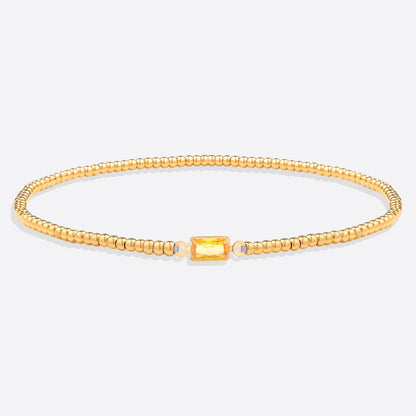 Bracciale con Pietra di Nascita e Perline Dorate