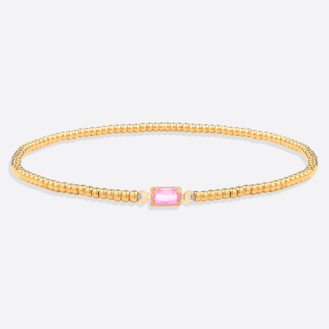 Bracciale con Pietra di Nascita e Perline Dorate